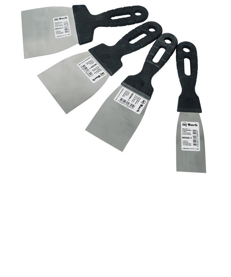 ШПАТЕЛЬ НЕРЖ. СТАЛЬ, С ПЛАСТИКОВОЙ РУЧКОЙ 250ММ,ЗУБ 6ММ  IN WORK