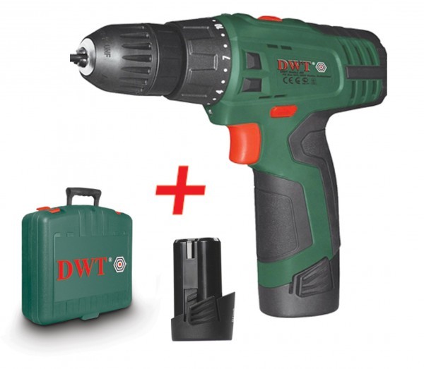 ДРЕЛЬ-ШУРУПОВЕРТ АКК.10,8B 0-350/1250 ОБ/МИН 22,0 НМ 2(Li-lon) 1.3 АЧ 1Ч. ДИОД КЕЙС DWT 