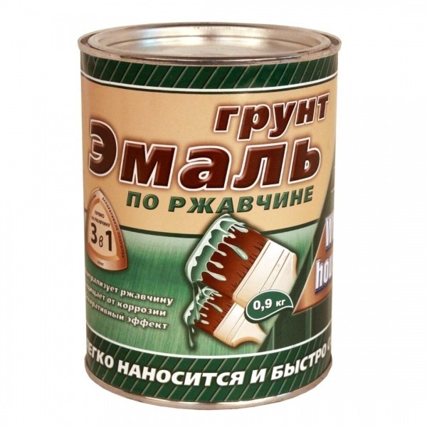 ГРУНТ-ЭМАЛЬ 3В1 ПО РЖАВЧИНЕ ЖЕЛТАЯ 0,9кг. "WHITE HOUSE"