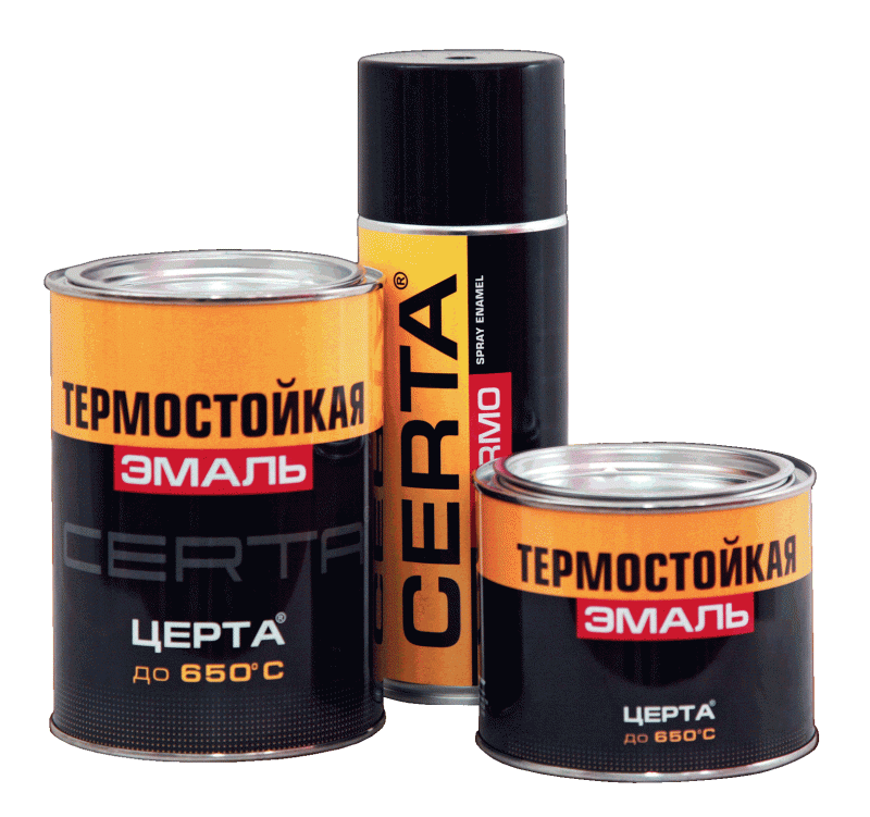  ЭМАЛЬ АНТИКОР. ТЕРМОСТОЙКАЯ ЧЁРНАЯ ДО 700 С 0,4кг. "CERTA"