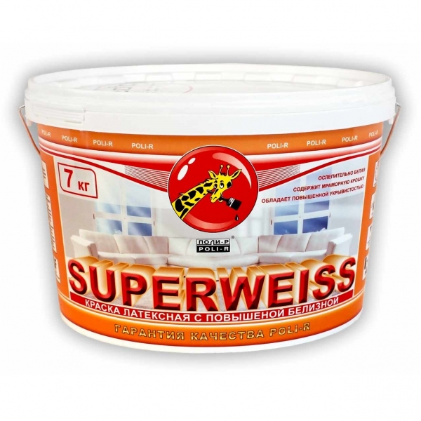 КРАСКА ВД 7 кг. "ПОЛИ-Р" SUPERWEISS