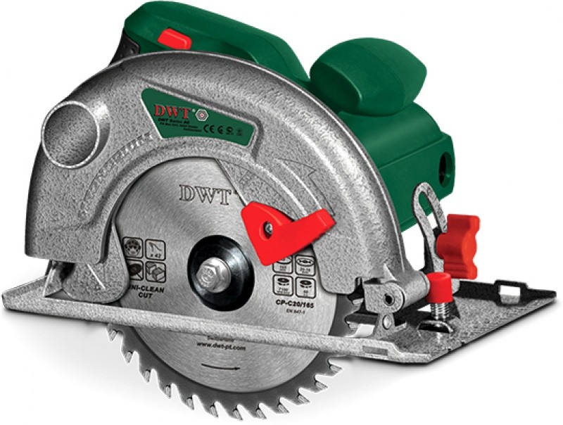 ПИЛА ЦИРКУЛЯР. 1,200КВТ 5000 ОБ/МИН 165/20 ММ 55/36ММ ЖЕЛ. ОПОРА БС ЩЕТОК ОЦИНК.DWT