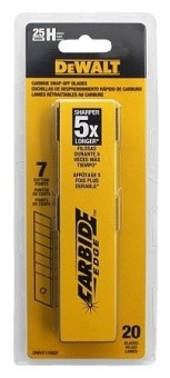 ЛЕЗВИЕ 25ММ CARBIDE С ОТЛАМЫВАЮЩИМИСЯ СЕГМЕНТАМИ 5ШТ. DeWALT